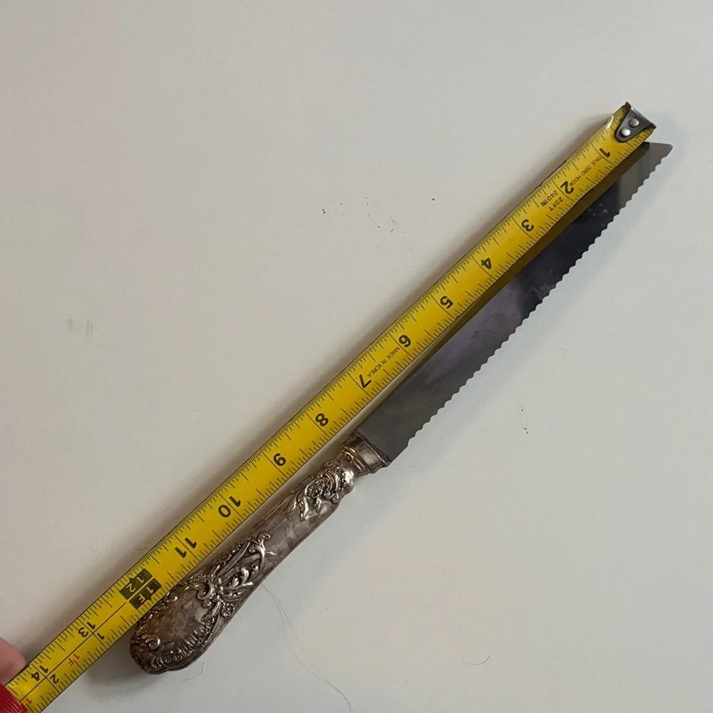 Ornate Silver Stainless Steel Challah Bread Knife